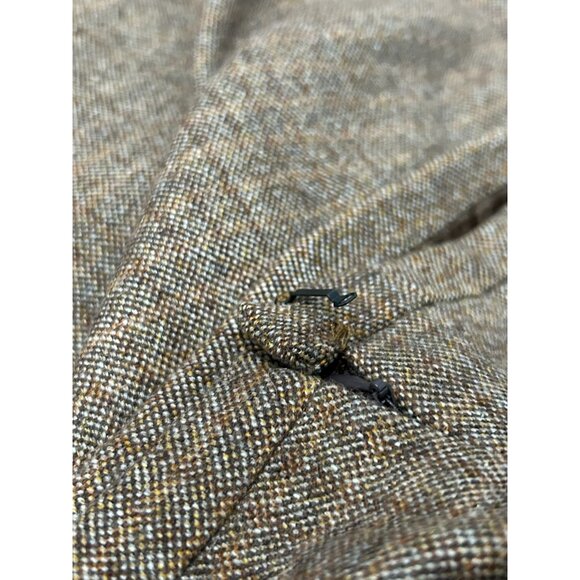 Brown Houndstooth Wool Blend Womens Pencil Skirt With Back Zipper Hook Closure - Picture 5 of 7